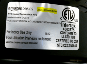 amazon space heater recall